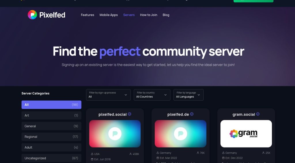 Pixelfed Server Directory